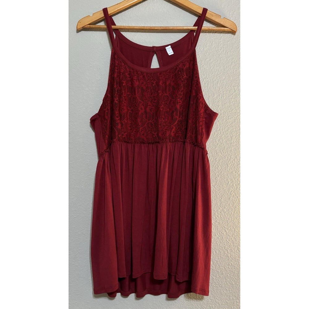 Baby Doll Lace Women's Sleeveless Top Empire Waist Size 0 Red‎ Wine Whimsy Goth